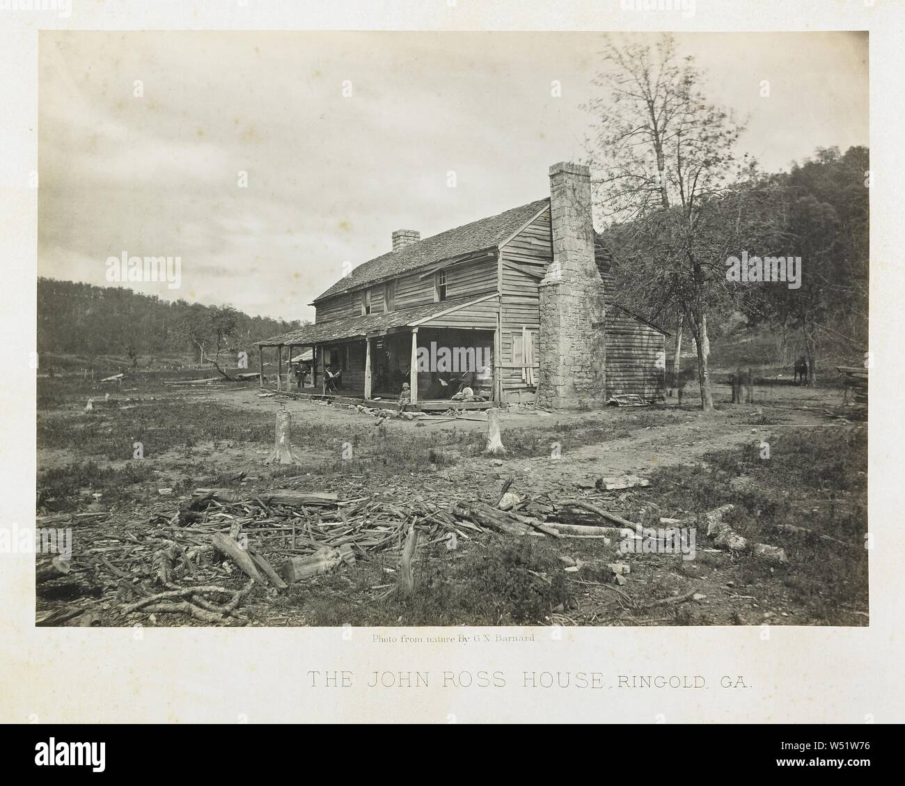 The John Ross House, Ringold, Georgia, George N. Barnard (American, 1819 - 1902), negative about 1865, print 1866, Albumen silver print, 25.6 × 35.9 cm (10 1/16 × 14 1/8 in Stock Photo