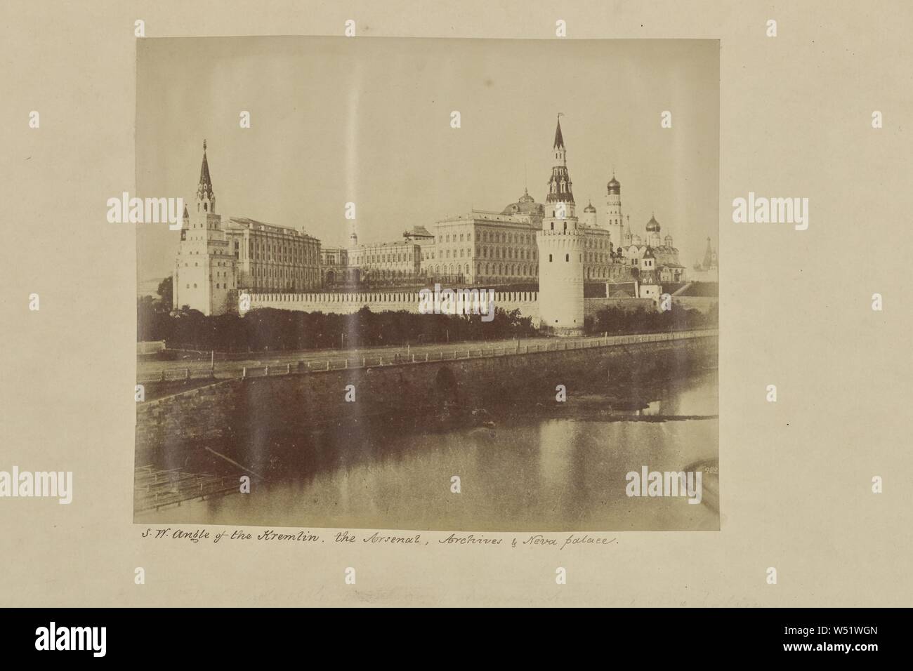S.W. Angle of the Kremlin, the Arsenal, Archives & Neva Palace, Roger Fenton (English, 1819 - 1869), Moscow, Russia, September 1852, Albumenized salted paper print, 18.3 × 21.7 cm (7 3/16 × 8 9/16 in Stock Photo