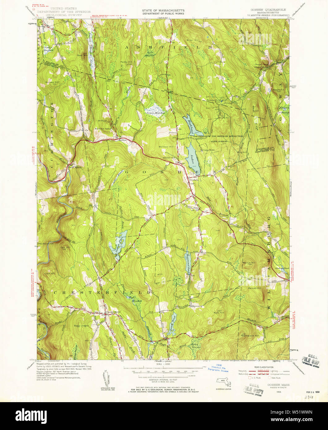 Massachusetts USGS Historical Topo Map MA Goshen 350161 1955 24000