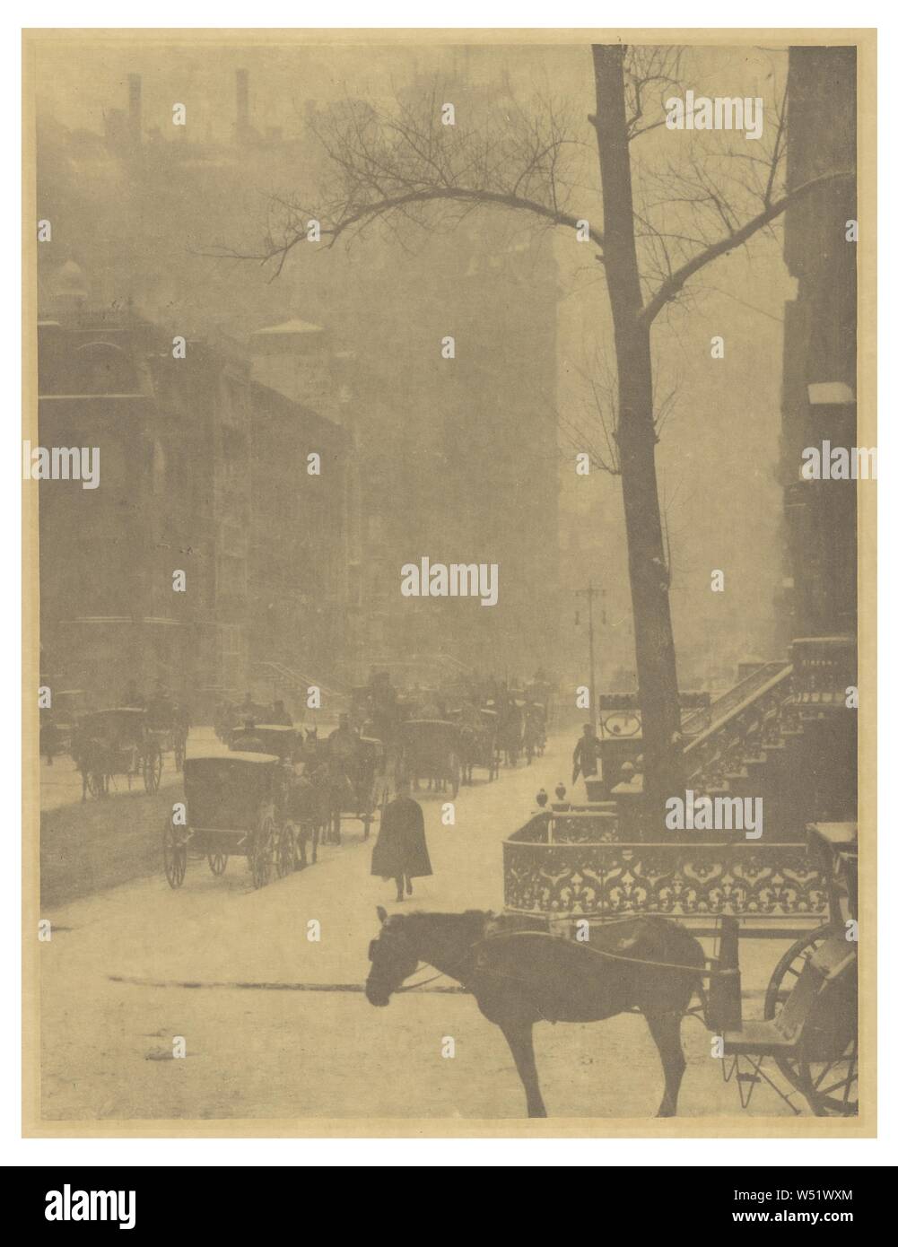 The Street - Design for a Poster, Alfred Stieglitz (American, 1864 - 1946), 1896, Photogravure, 30.9 x 23.3 cm (12 3/16 x 9 3/16 in Stock Photo