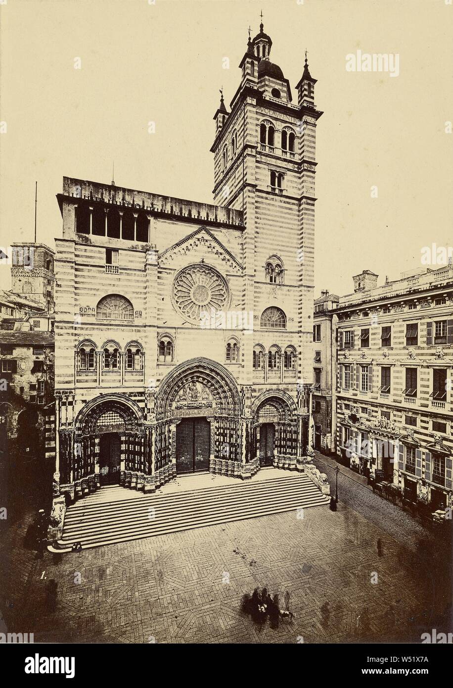INVENTORY TITLE:  Cathedral, Genoa, Unknown maker, Italian, 1855 - 1870s, Albumen silver print Stock Photo