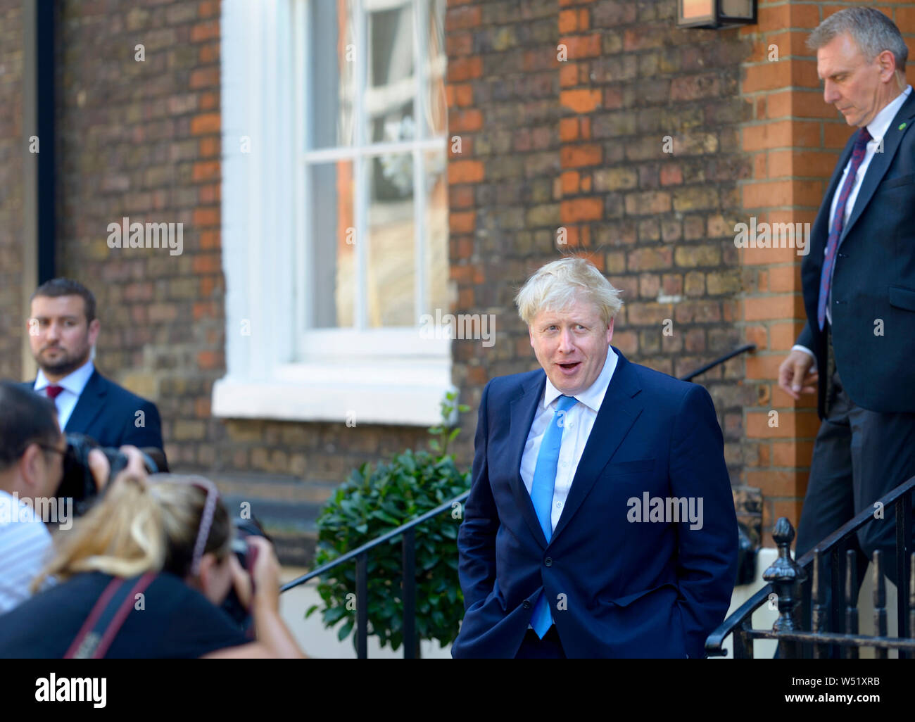 Boris Johnson MP leaving his campaign headquarters in Great College
