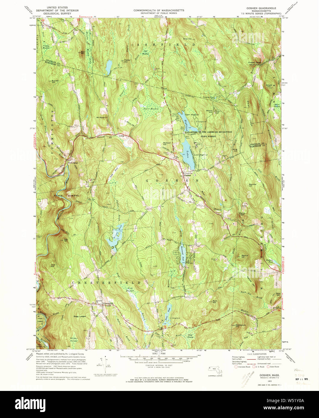 Massachusetts USGS Historical Topo Map MA Goshen 350164 1972 24000