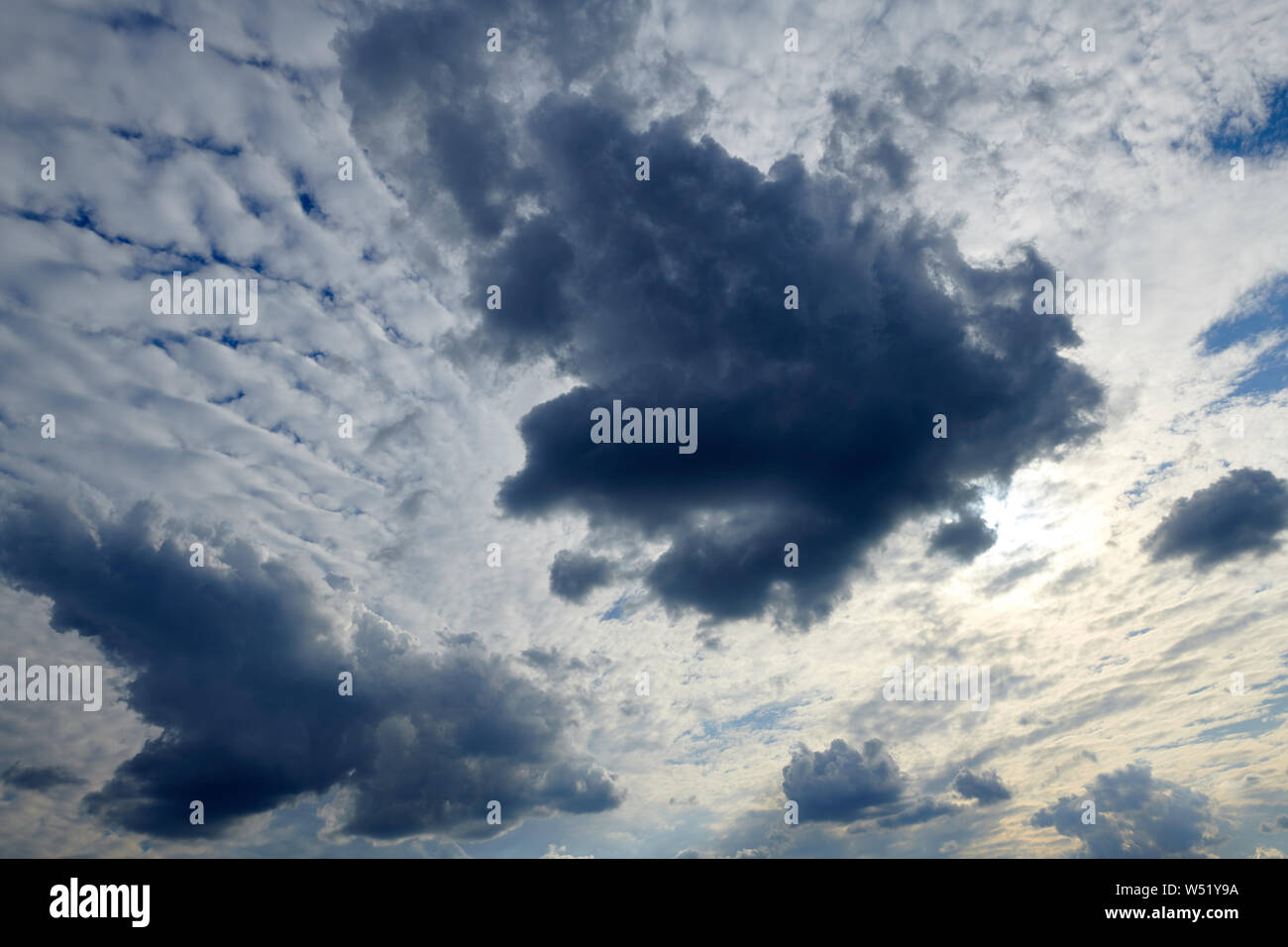 Dark blue sky with clouds for background or texture Stock Photo - Alamy