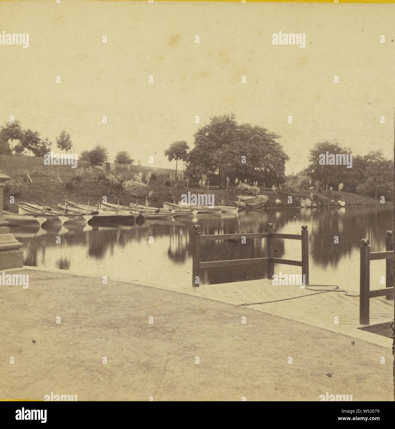 Central Park. The Boats and Boat Landing, from the front of the Esplanade., Edward and Henry T. Anthony & Co. (American, 1862 - 1902), about 1863–1865, Albumen silver print Stock Photo