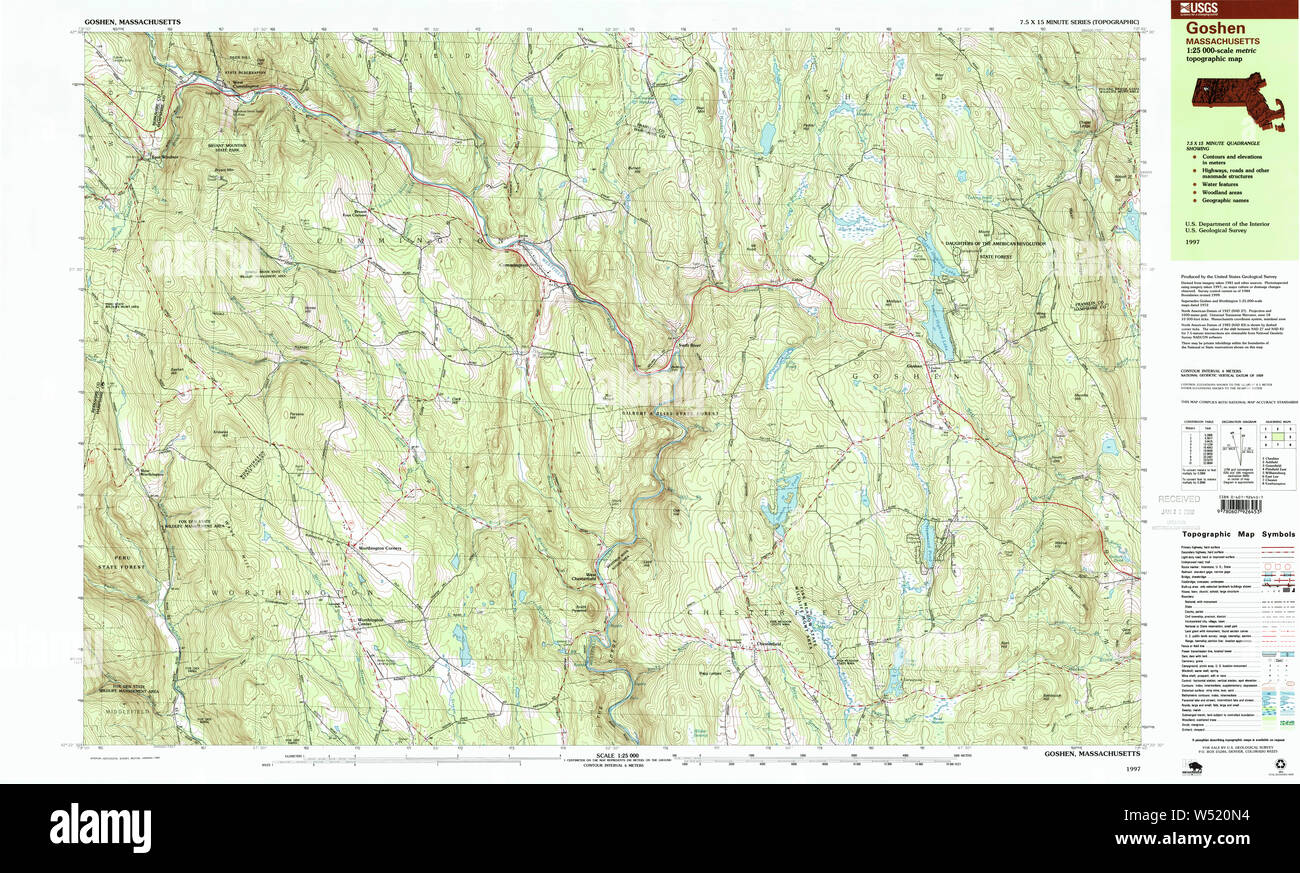 Massachusetts USGS Historical Topo Map MA Goshen 350976 1997 25000