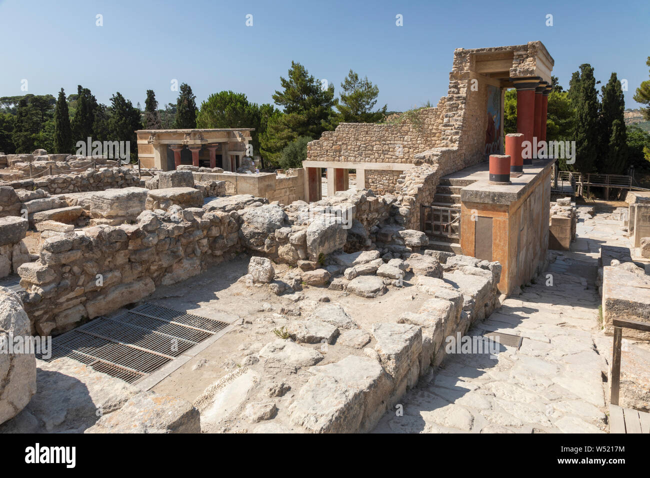 The Palace of Knossos North Entrance, Archaeological Site, Crete, Greece Stock Photo