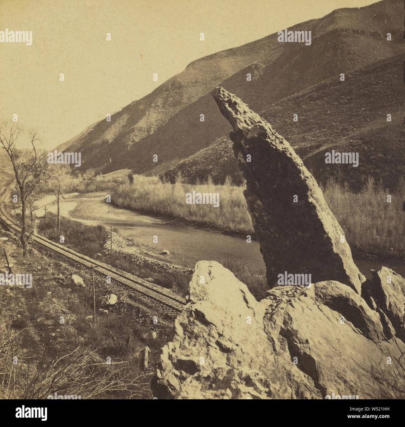 Index Rock, Upper Weber Canyon, Near Tunnel No. 3. Union Pacific Rail Road., Edward and Henry T. Anthony & Co. (American, 1862 - 1902), about 1869–1875, Albumen silver print Stock Photo