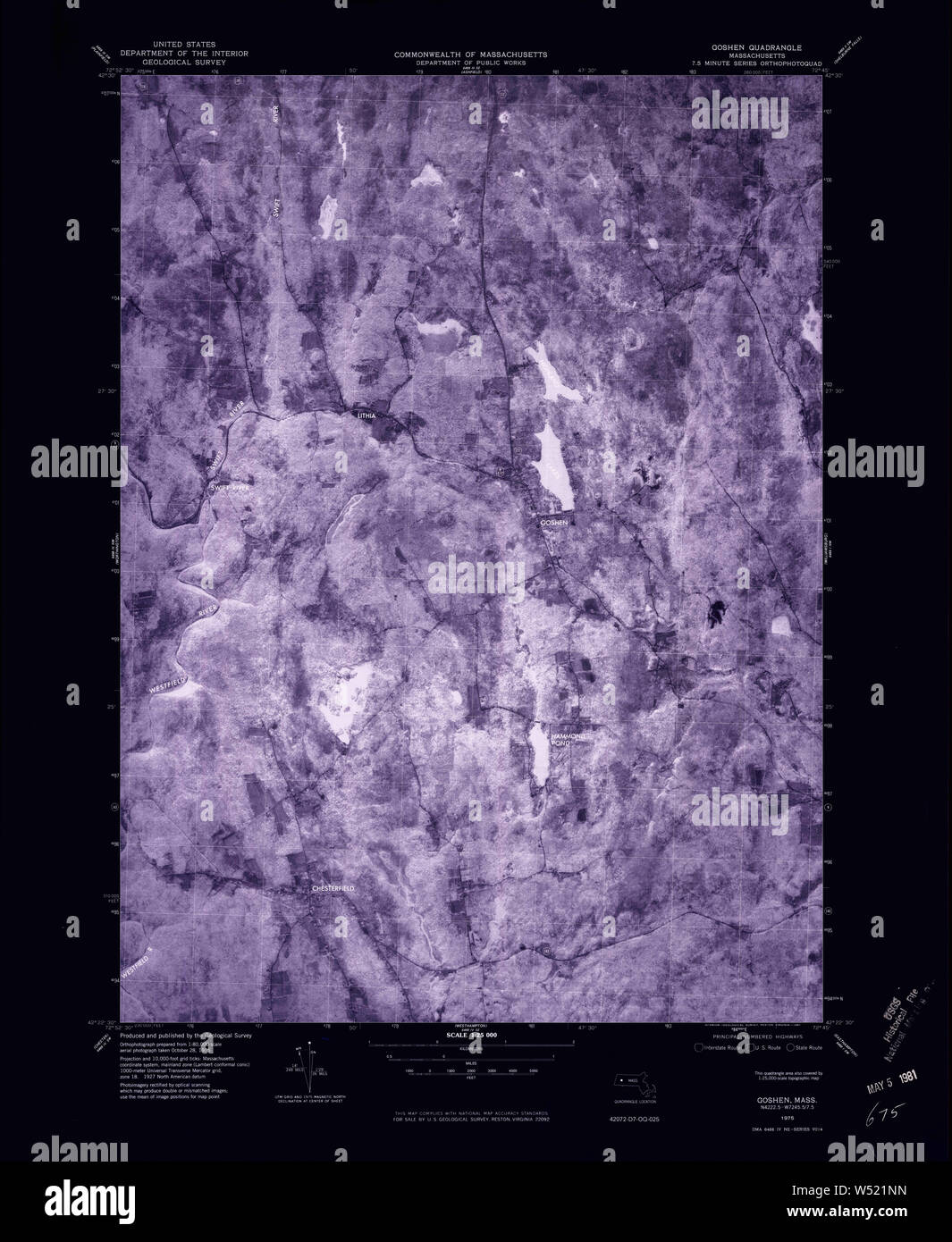 Massachusetts USGS Historical Topo Map MA Goshen 350979 1975 25000