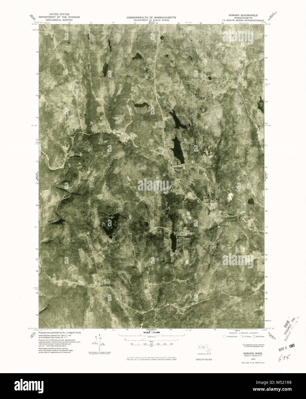 Massachusetts USGS Historical Topo Map MA Goshen 350979 1975 25000