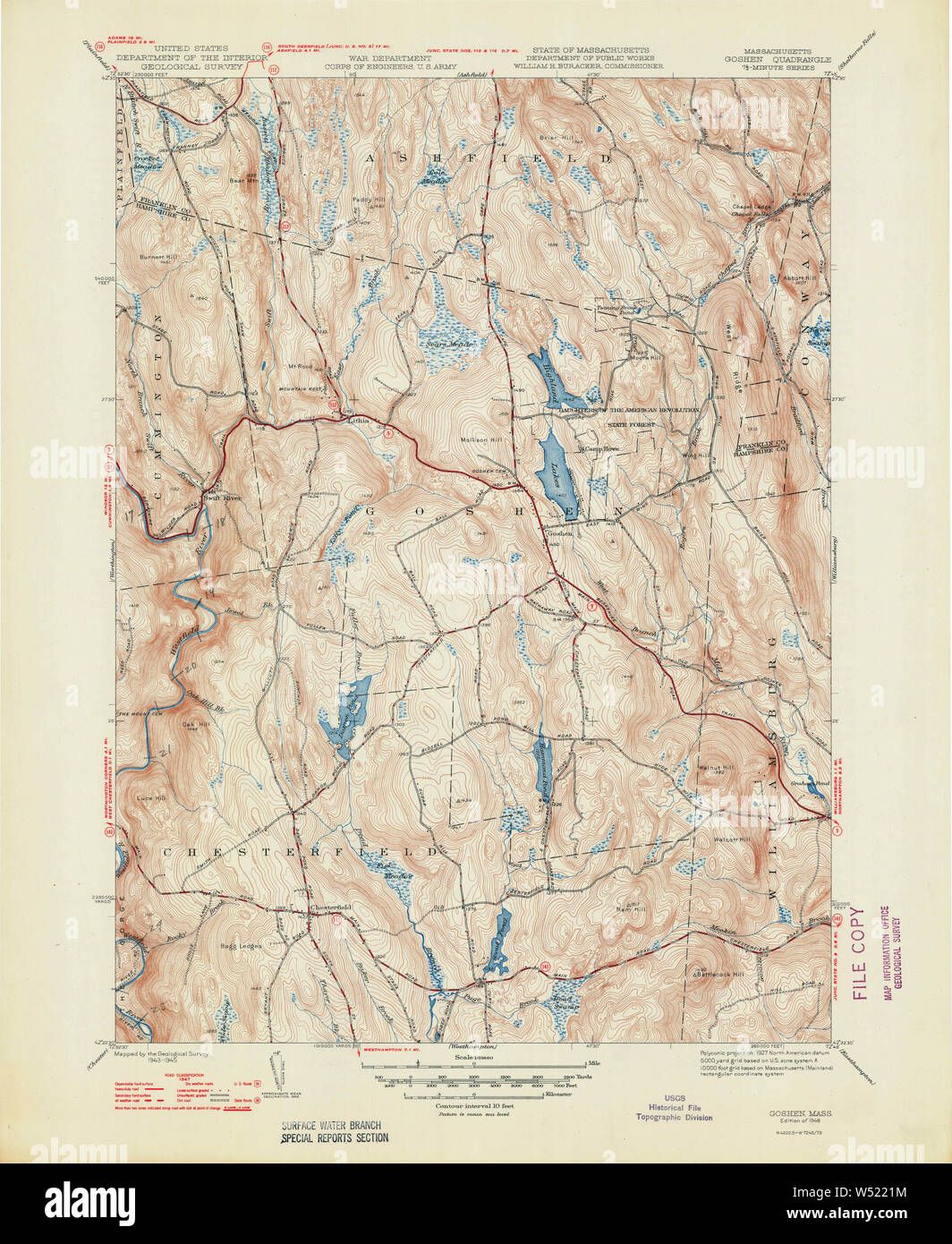 Massachusetts USGS Historical Topo Map MA Goshen 351730 1948 31680