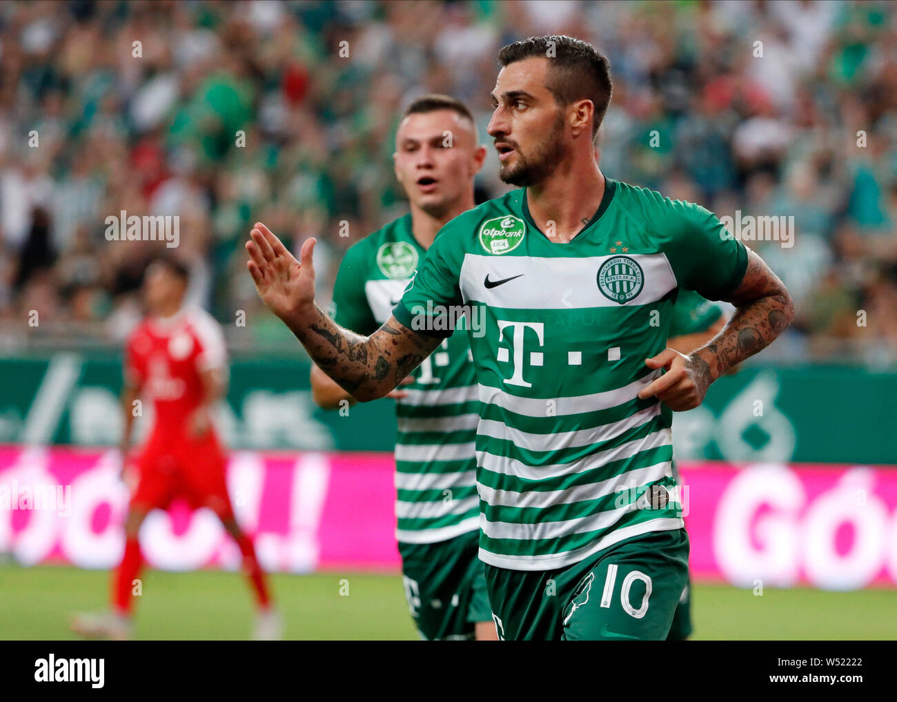 BUDAPEST, HUNGARY - JULY 24: Davide Lanzafame of Ferencvarosi TC celebrates  his goal during the UEFA Champions League Qualifying Round match between  Ferencvarosi TC and Valletta FC at Ferencvaros Stadium on July