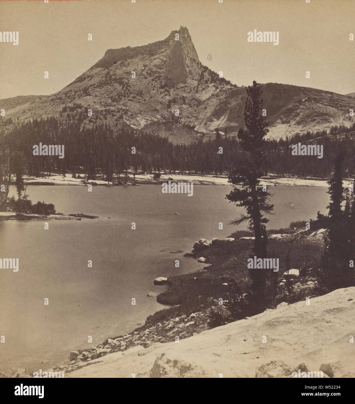 Cathedral Peaks, 11000 ft. high. From Glacier Lake. Yosemite, Edward and Henry T. Anthony & Co. (American, 1862 - 1902), about 1871–1872, Albumen silver print Stock Photo