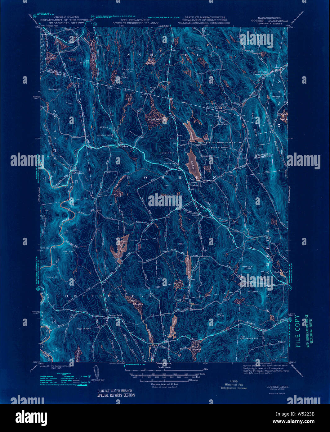 Massachusetts USGS Historical Topo Map MA Goshen 351730 1948 31680