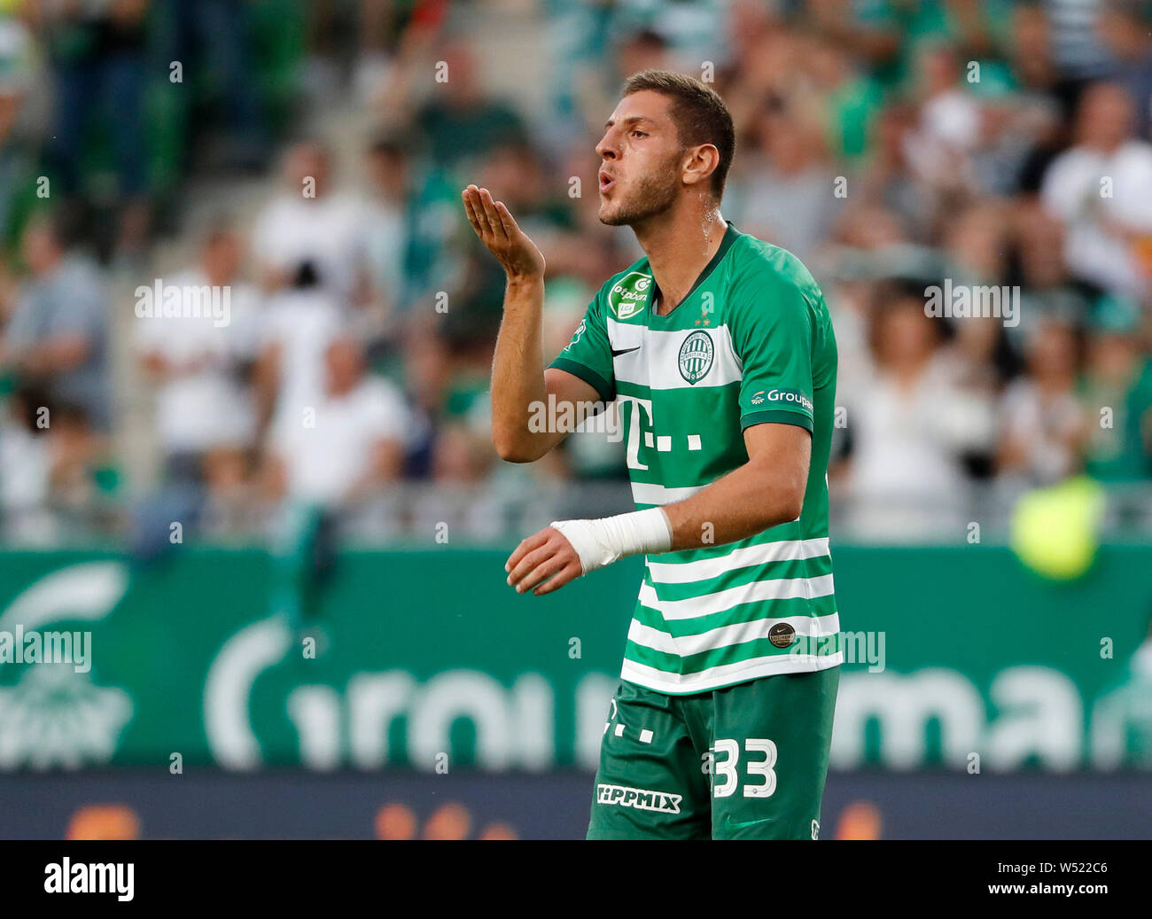 Endre Botka of Ferencvarosi TC controls the ball during the UEFA News  Photo - Getty Images