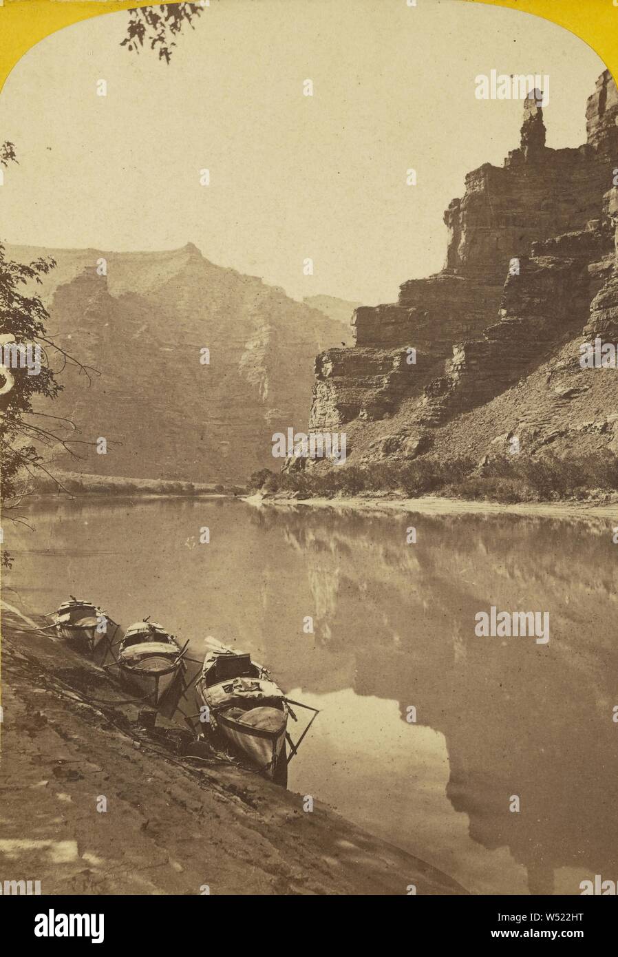 Light-House Rock. This canon is 83 miles long and from 1,000 to 4,000 feet deep. Green River. Canon of Desolation., Elias Olcott Beaman (American, active 1870s), about 1871–1872, Albumen silver print Stock Photo