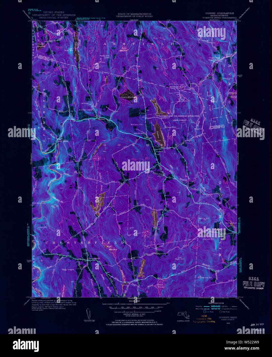 Massachusetts USGS Historical Topo Map MA Goshen 351733 1955 31680