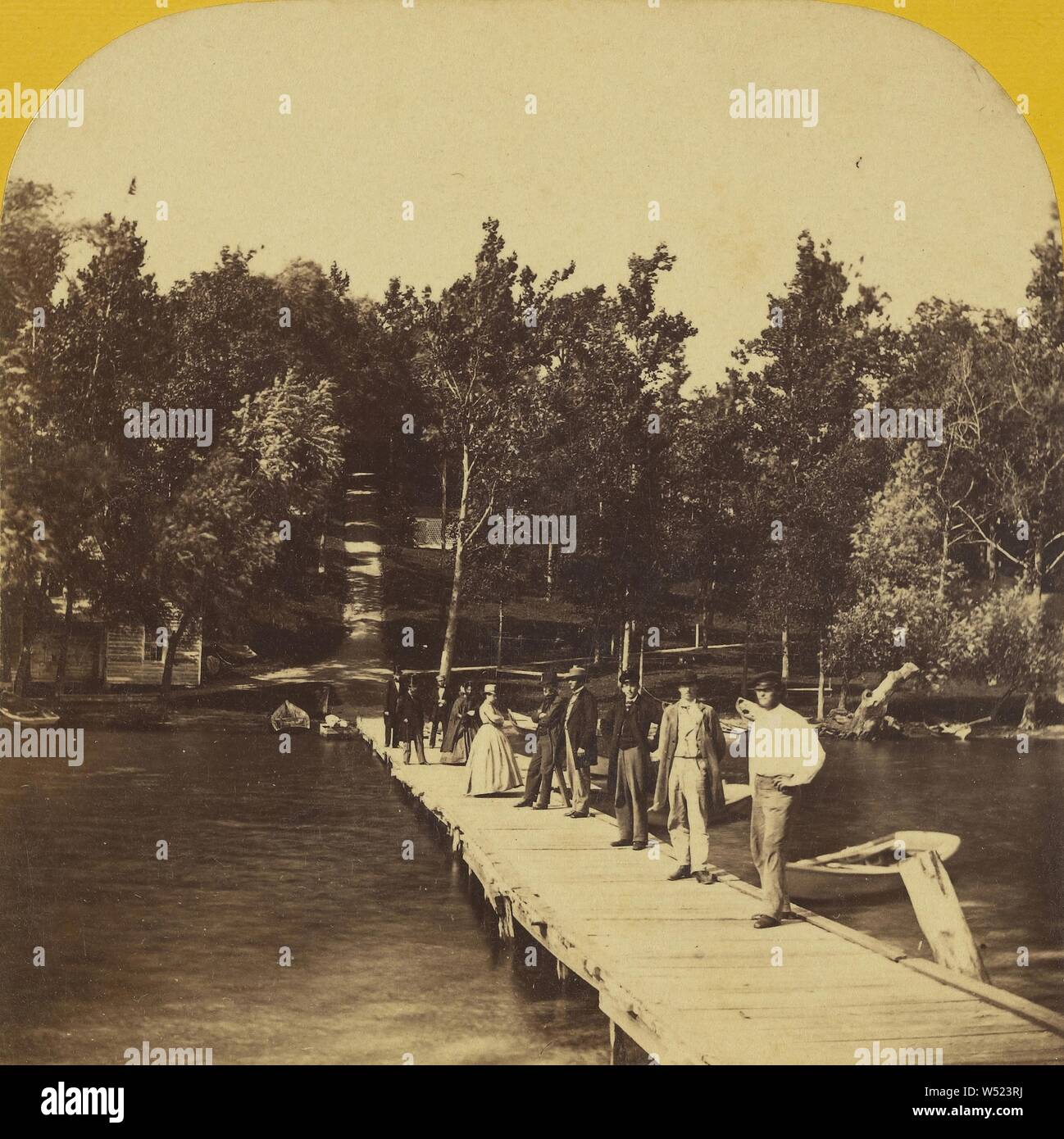 Steam Boat Pier, Saratoga Lake, Saratoga Springs, N.Y., Deloss Barnum (American, 1825 - 1873), about 1869, Albumen silver print Stock Photo