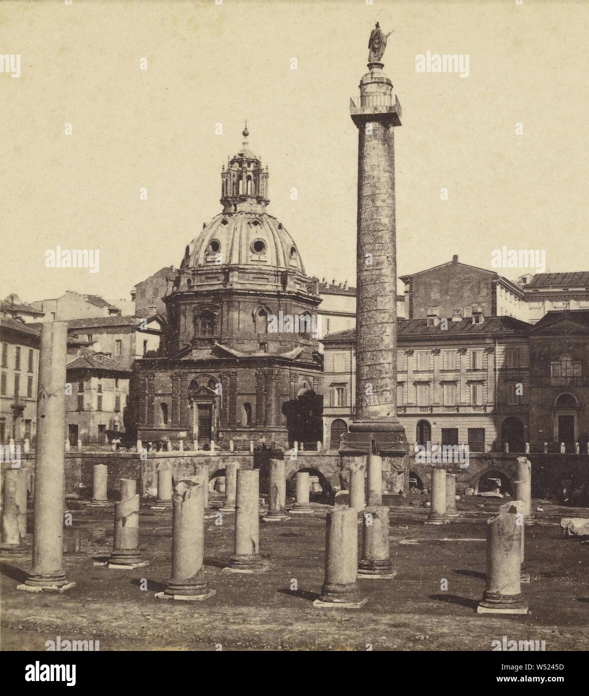 Forum Trajanum (Roma), Edmondo Behles (Italian, born Germany, 1841 - 1921), about 1865–1875, Albumen silver print Stock Photo