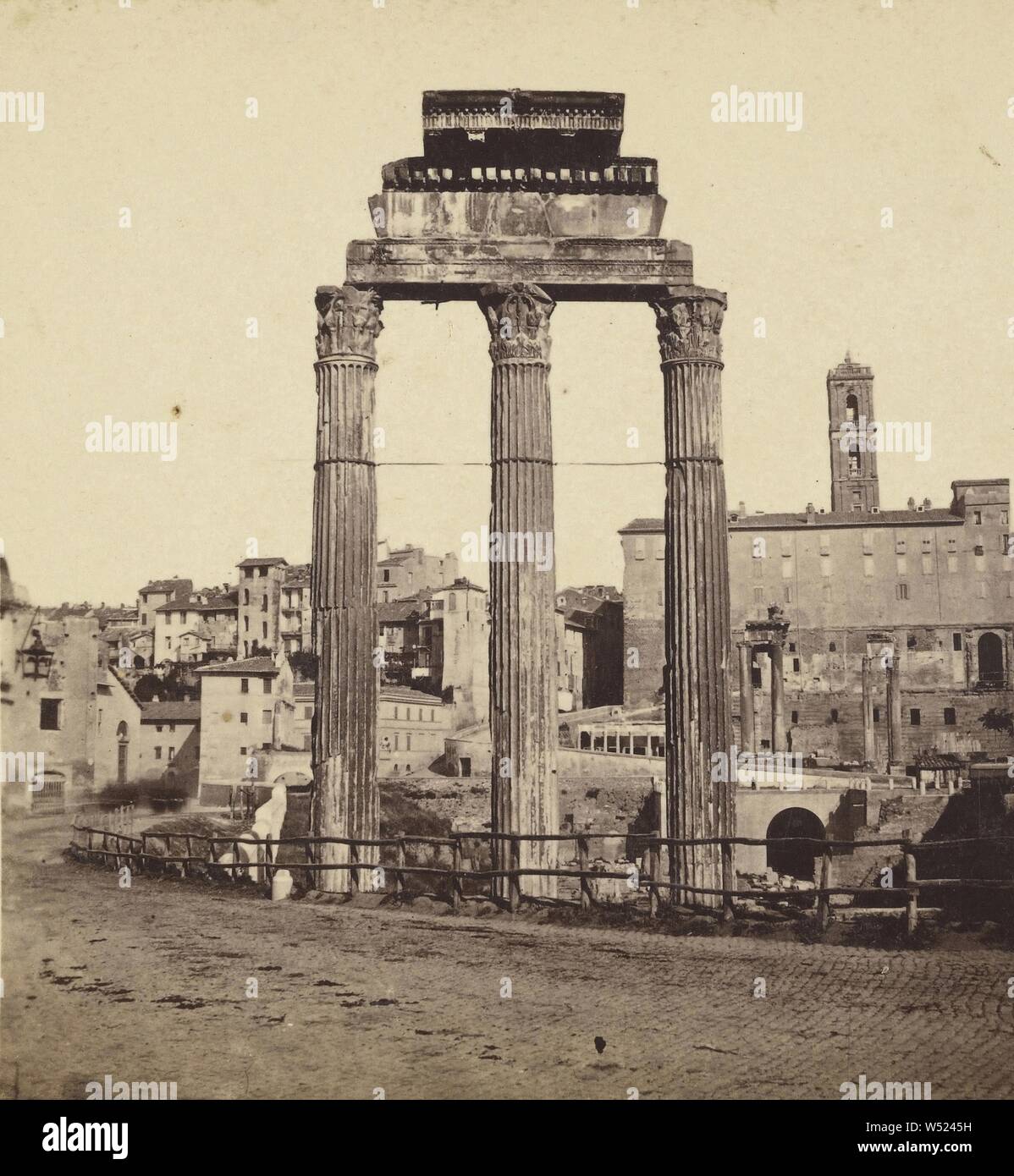 Tempio Cracosta e Campidoglia (Roma), Edmondo Behles (Italian, born Germany, 1841 - 1921), about 1865–1875, Albumen silver print Stock Photo