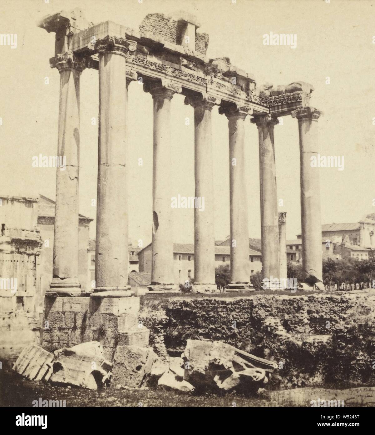 Tempio di Saturno (Roma), Edmondo Behles (Italian, born Germany, 1841 - 1921), about 1865–1875, Albumen silver print Stock Photo