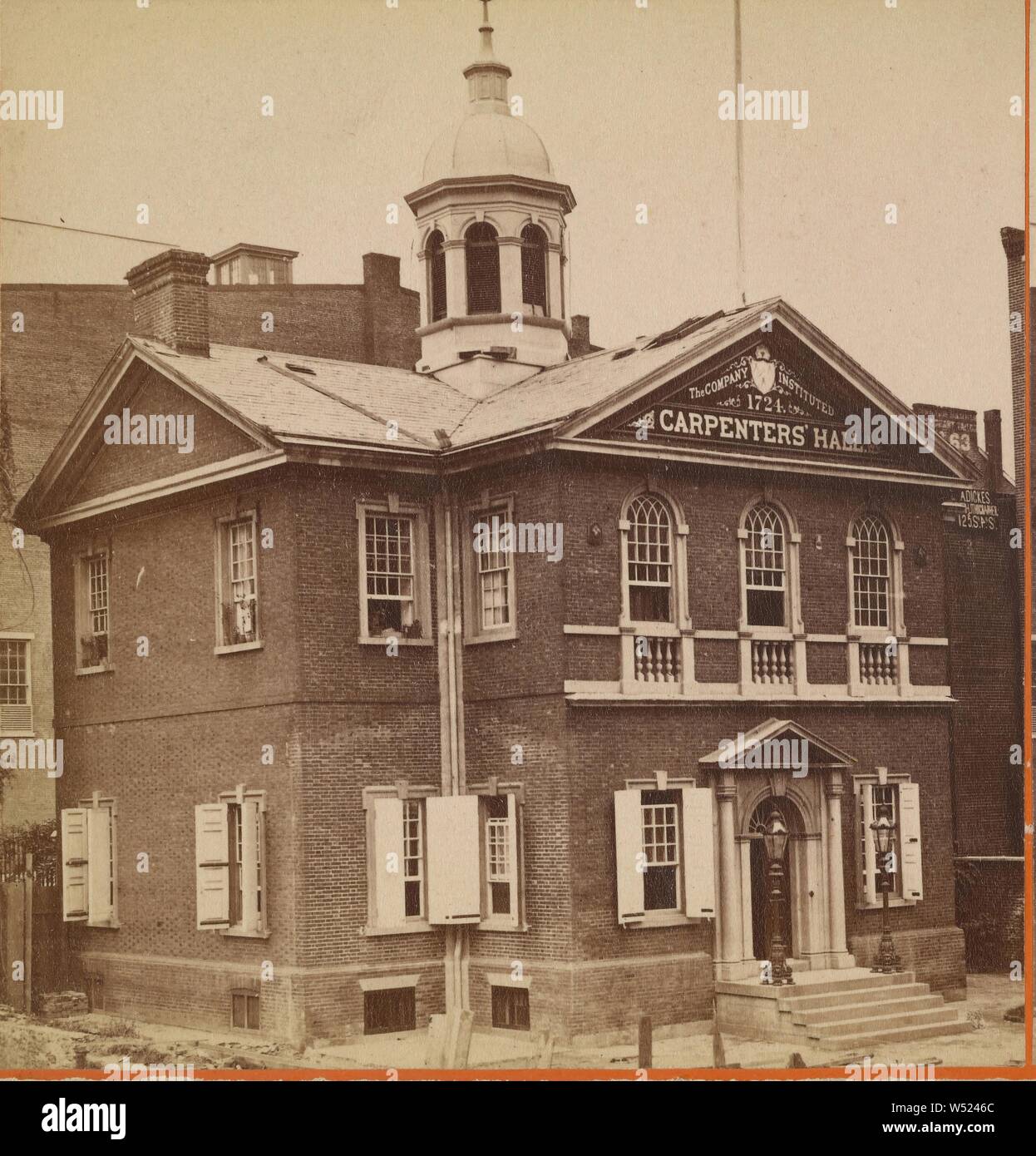 Carpenter's Hall, Phila, Pa., William H. Bell (American, 1830 - 1910), about 1865–1875, Albumen silver print Stock Photo