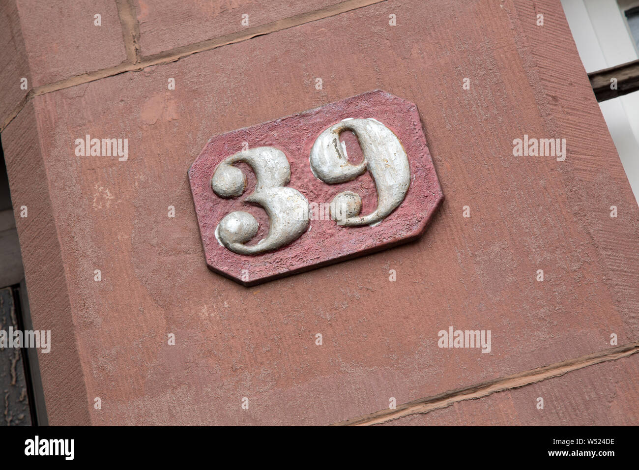 Number Thirty-nine on Building Facade Stock Photo