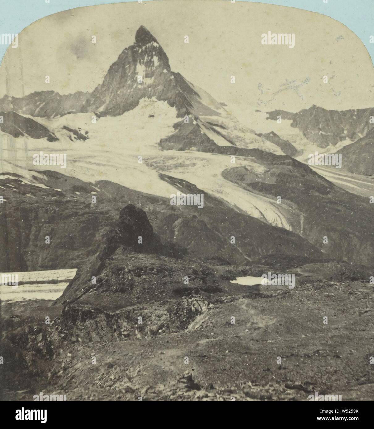 Vintage Photo Suisse - Lac De Riffel Et Mont Cervin - Tirage Albuminé Original Circa 1875 - Format 20x27 Cm