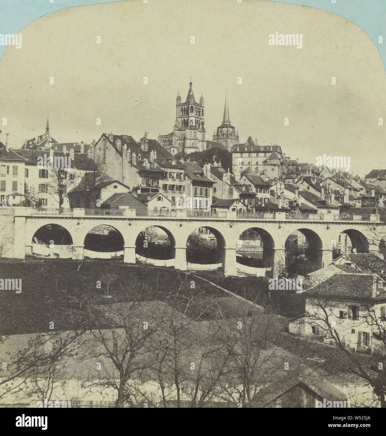 CDV Ossent Hefti Lausanne - Tirage Albuminé C.1885 - Vue Générale, Très Bon état