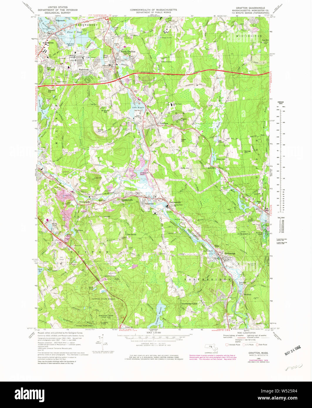 Massachusetts Usgs Historical Topo Map Ma Grafton 350981 1969 25000 Restoration W525R4 