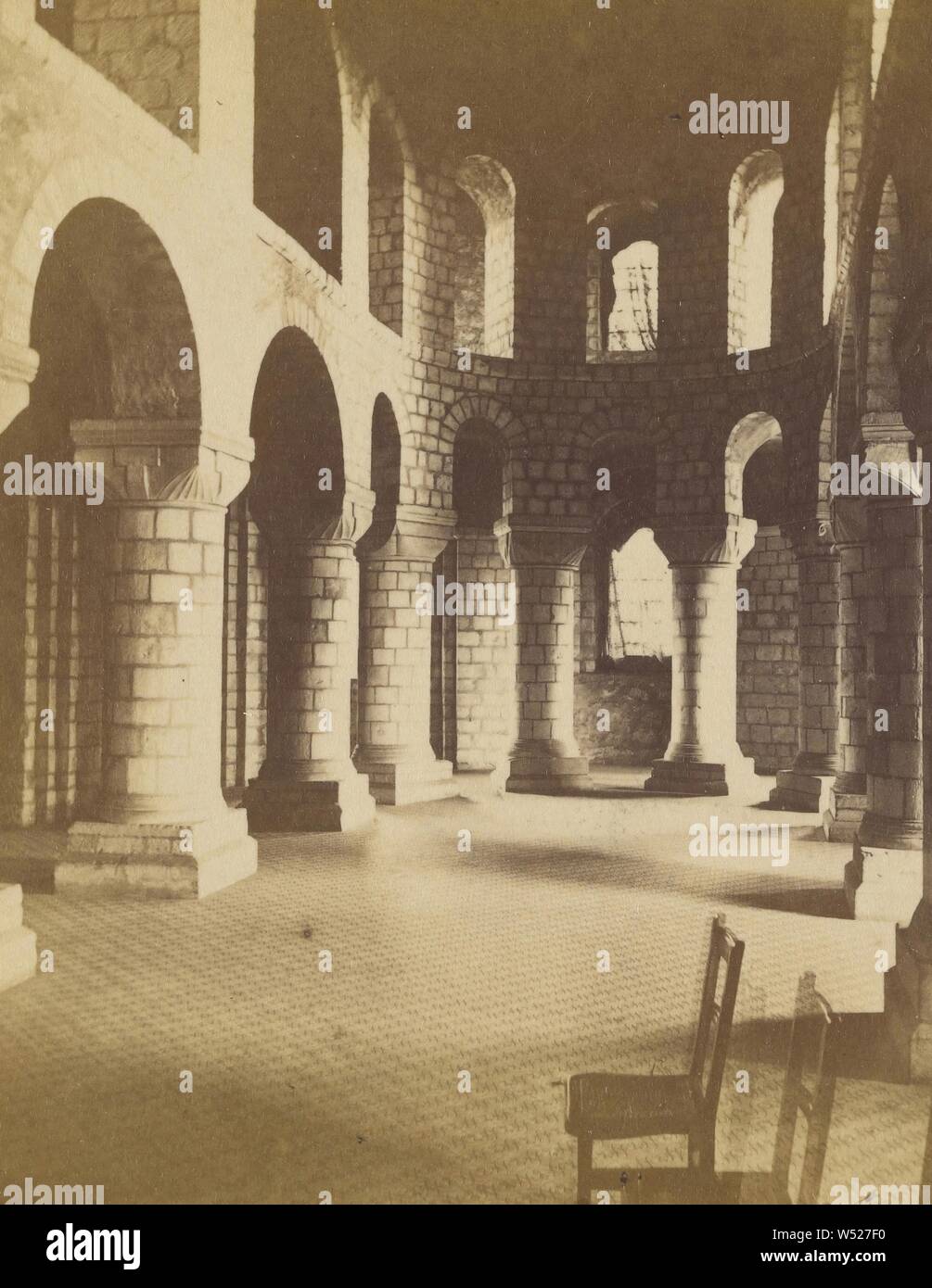 Tower of London. - Interior of St. John's Chapel. This Chapel is considered...one...finest specimens of Norman architecture..., Frank Mason Good (English, 1839 - 1928), about 1866, Albumen silver print Stock Photo