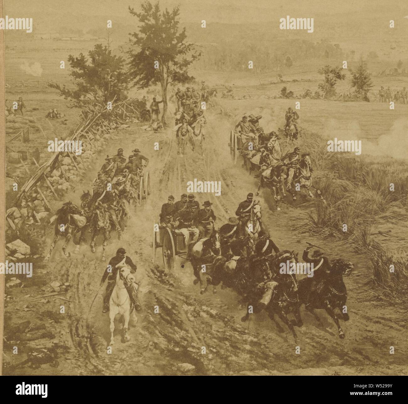 Recruits going to the front, Battle of Gettysburg., Benjamin West Kilburn (American, 1827 - 1909), 1892, Albumen silver print Stock Photo