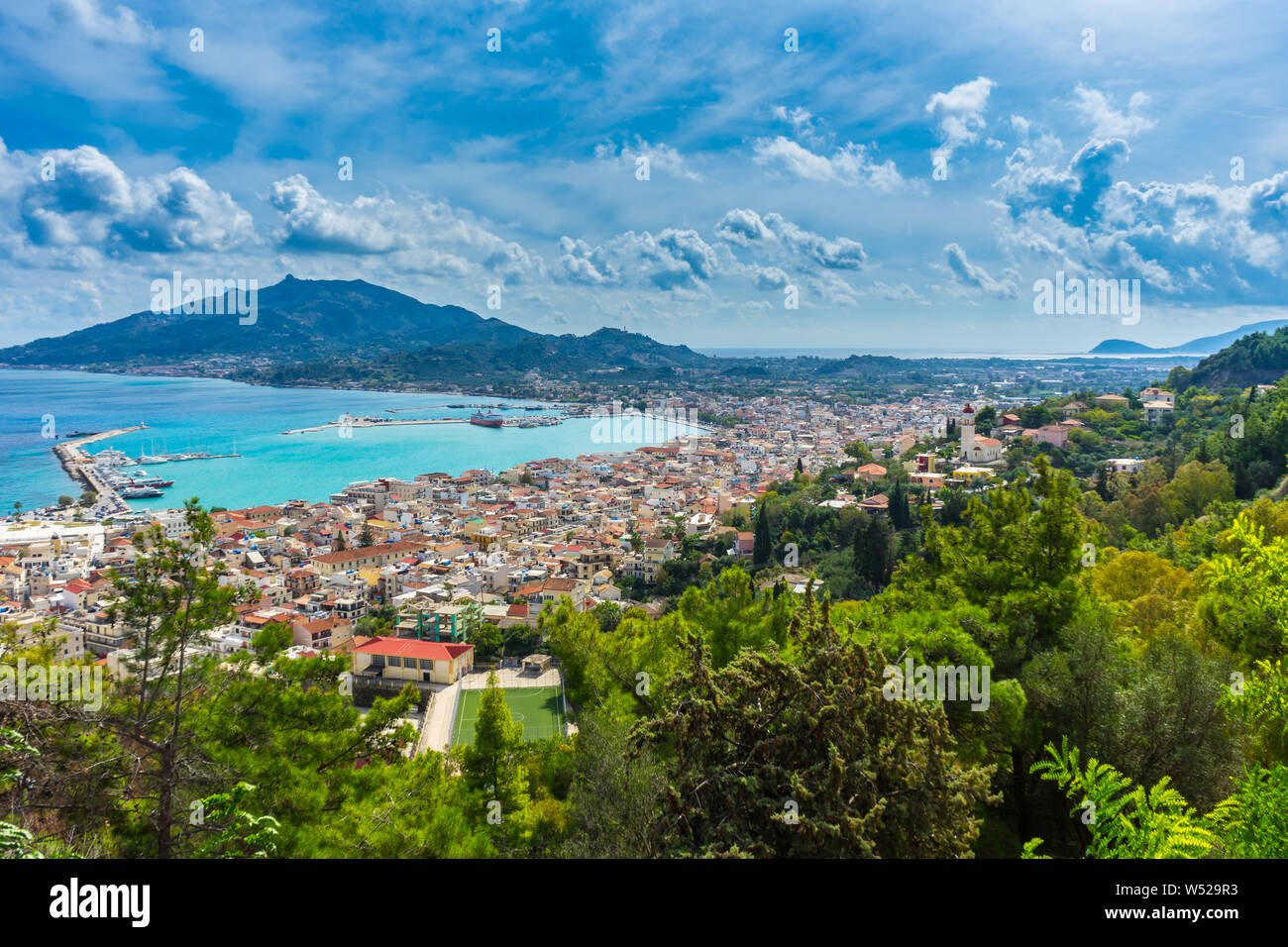 Football pitch with mountain view hires stock photography and images