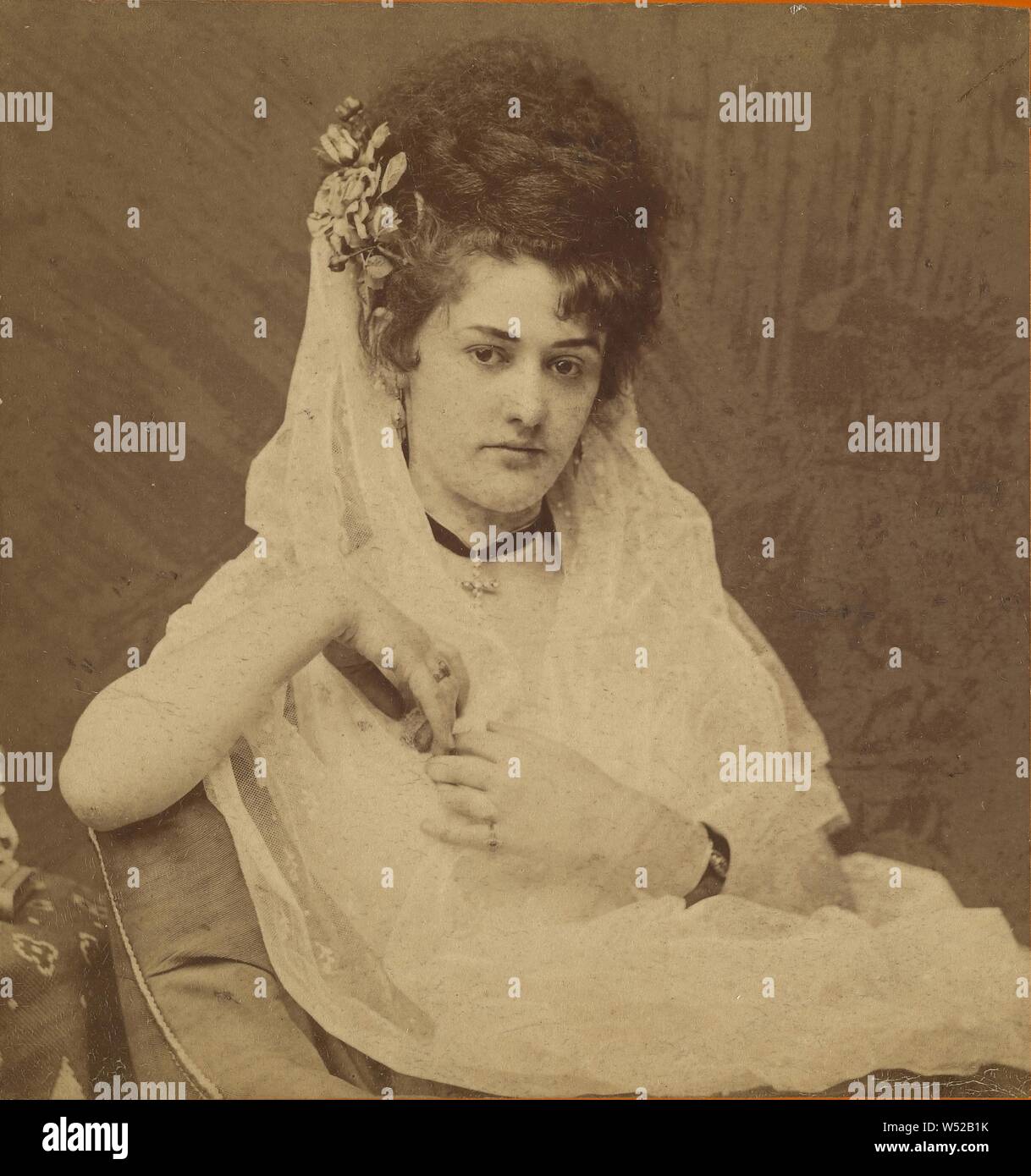 Portrait of an unidentified woman, Fritz Luckhardt (Austrian, 1843 - 1894, active 1860s - 1880s), 1870s, Albumen silver print Stock Photo