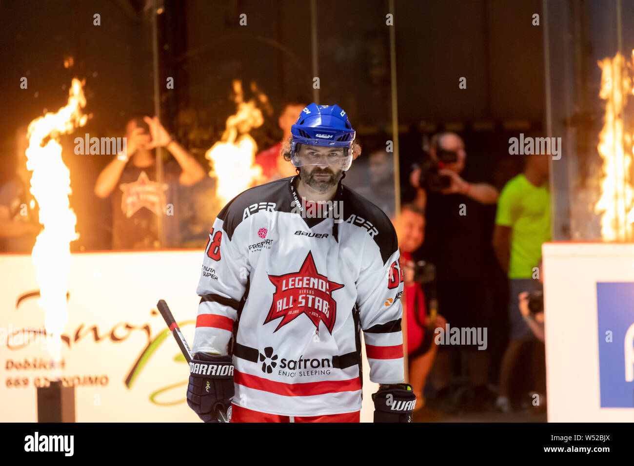 Hockey legend from All stars Czech Republic Team David Pastrnak prior to  the All Stars Czech Republic vs. Orli Znojmo exhibition hockey match in Zno  Stock Photo - Alamy