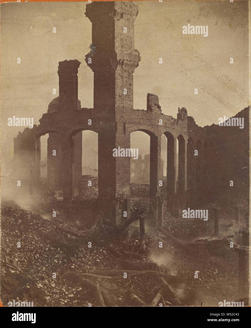 View of the Ruins on Federal Street., Joshua W. Moulton & John S. Moulton, November 9-10, 1872, Albumen silver print Stock Photo