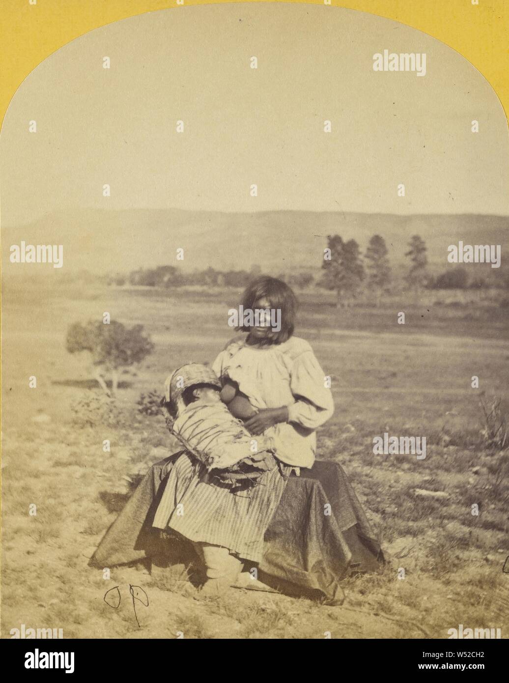 Apache squaw and child., Timothy H. O'Sullivan (American, about 1840 - 1882), 1873, Albumen silver print Stock Photo