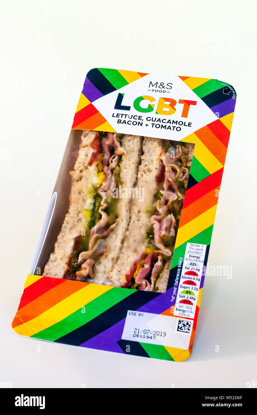 M&S LGBT sandwich made to celebrate Pride 2019. Stock Photo
