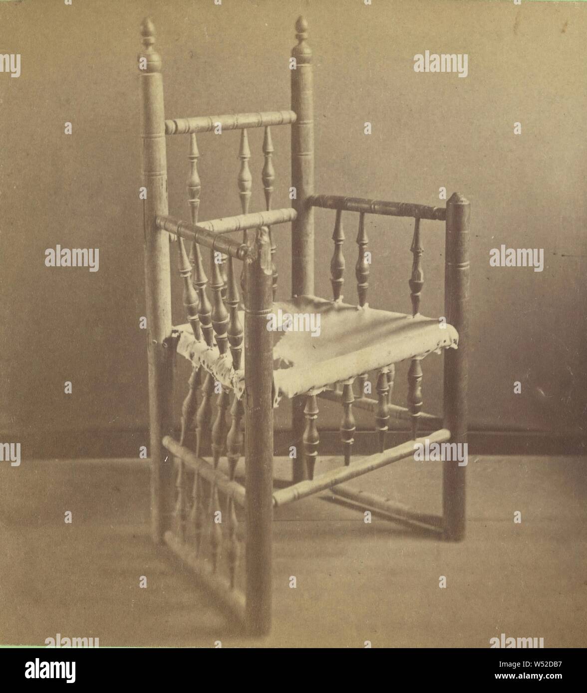 Elder Brewster's Chair., Robbins & Company, 1870s, Albumen silver print Stock Photo