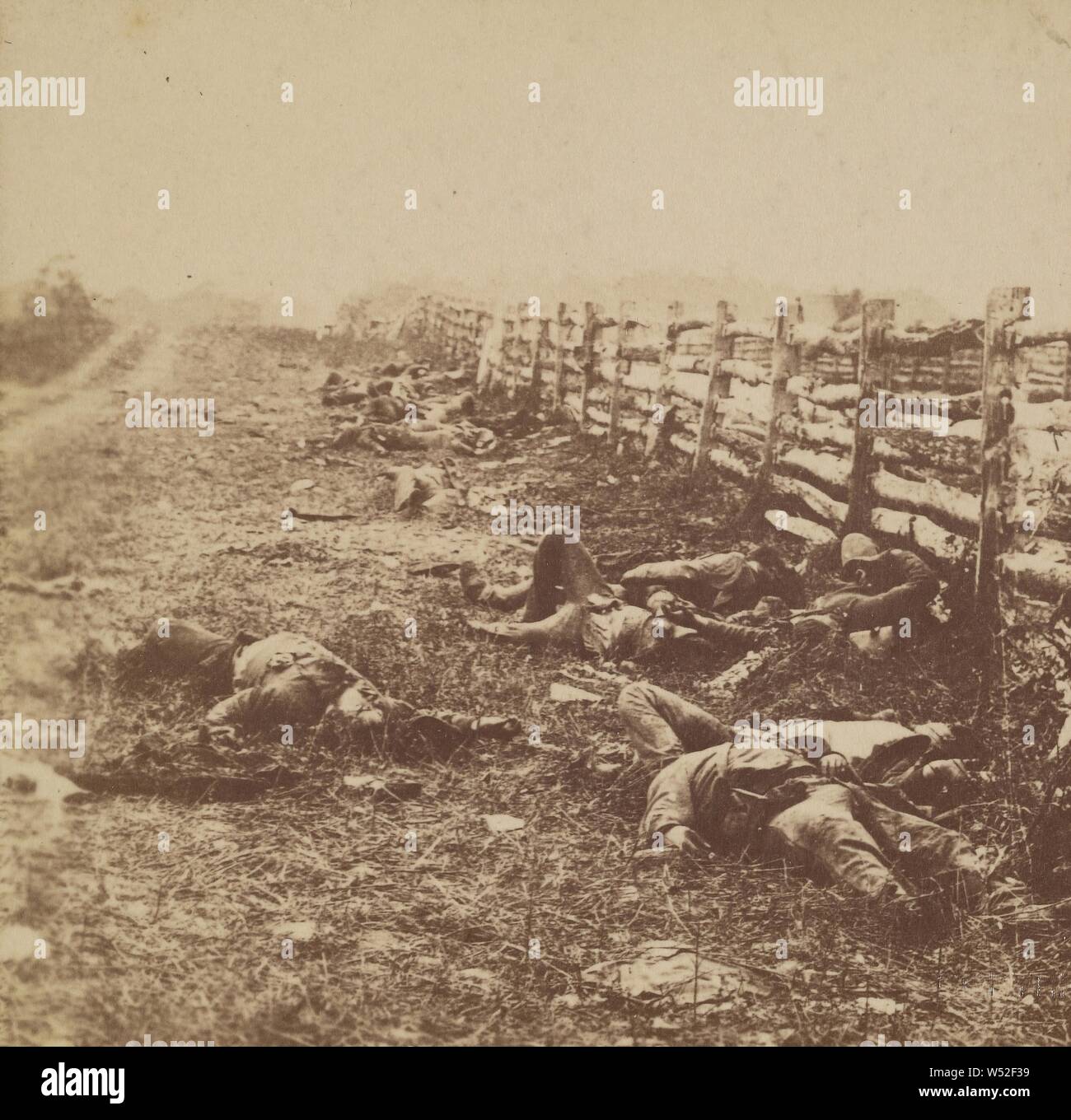 On the Antietam Battlefield., Attributed to Mathew B. Brady (American, about 1823 - 1896), Taylor & Huntington, negative September 17, 1862, print about 1880, Albumen silver print Stock Photo
