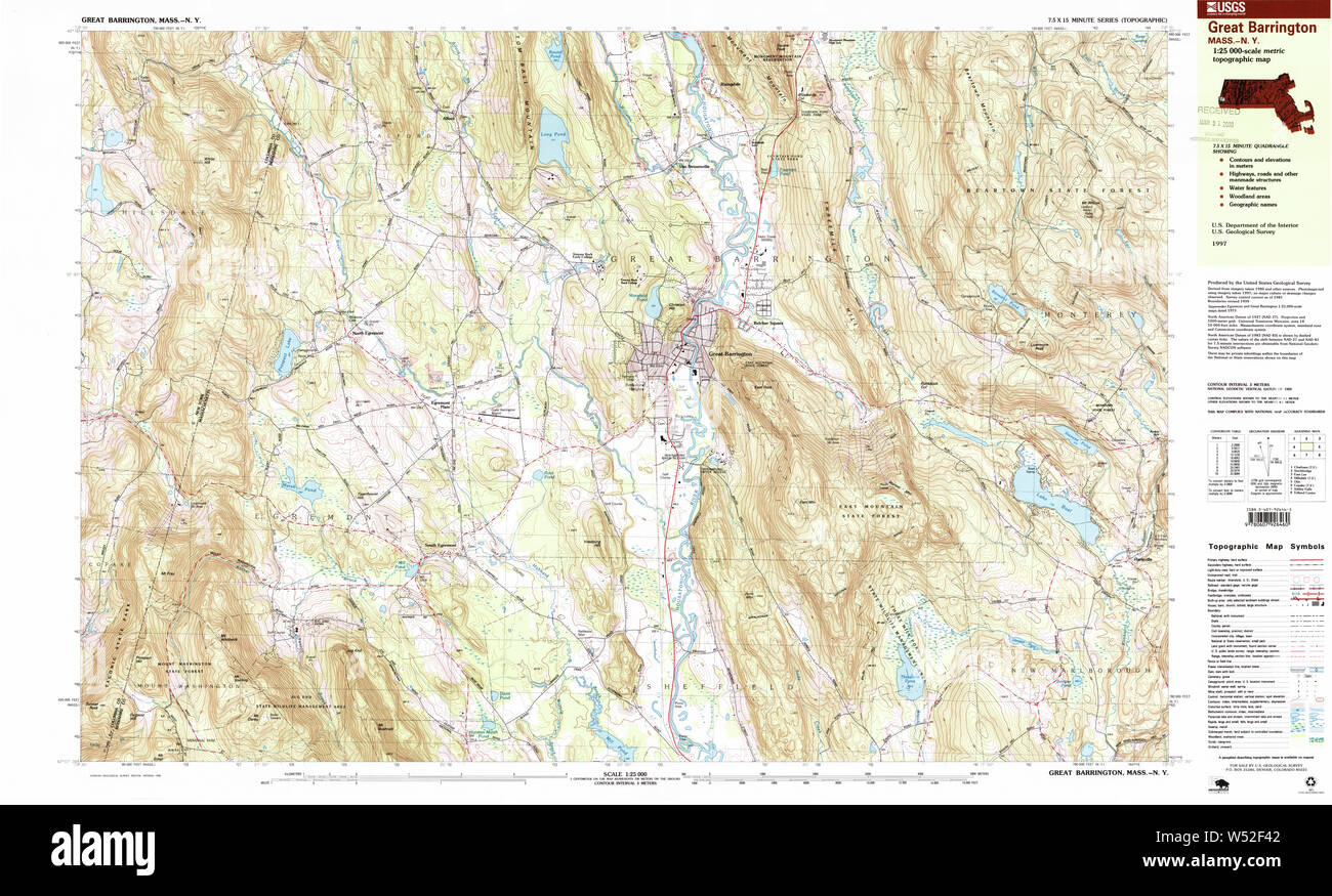 Massachusetts USGS Historical Topo Map MA Great Barrington 350985 1997