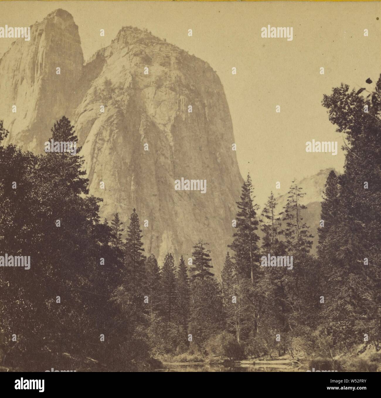 The Cathedral Rocks, Yosemite Valley, Mariposa County, Cal., Carleton Watkins (American, 1829 - 1916), 1867, Albumen silver print Stock Photo