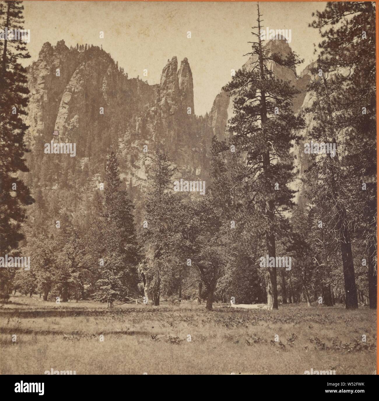Cathedral Spires, Yosemite Valley, Mariposa County, Cal., Carleton Watkins (American, 1829 - 1916), about 1867, Albumen silver print Stock Photo