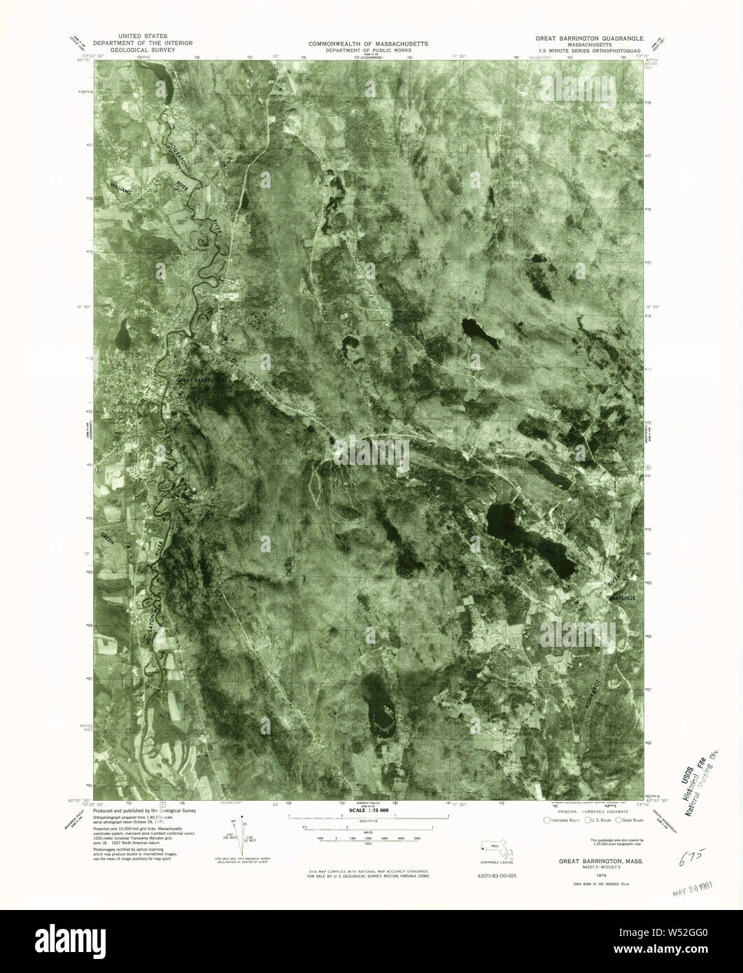 Massachusetts USGS Historical Topo Map MA Great Barrington 350988 1975