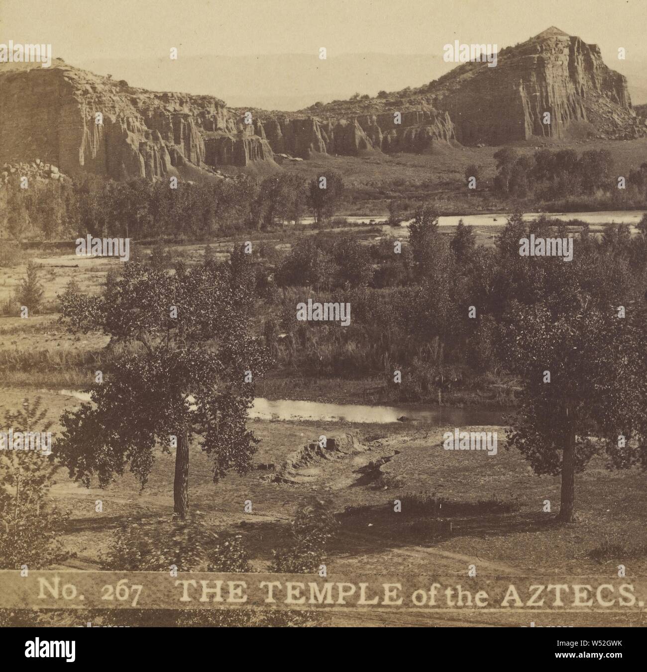 The Temple of the Aztecs., Charles Weitfle (American, 1836 - after 1884), about 1880, Albumen silver print Stock Photo