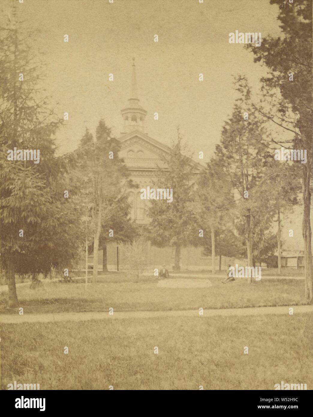 Moravian Church - from the Square., Robert N. Wolle (American, active 1870s), 1870s, Albumen silver print Stock Photo