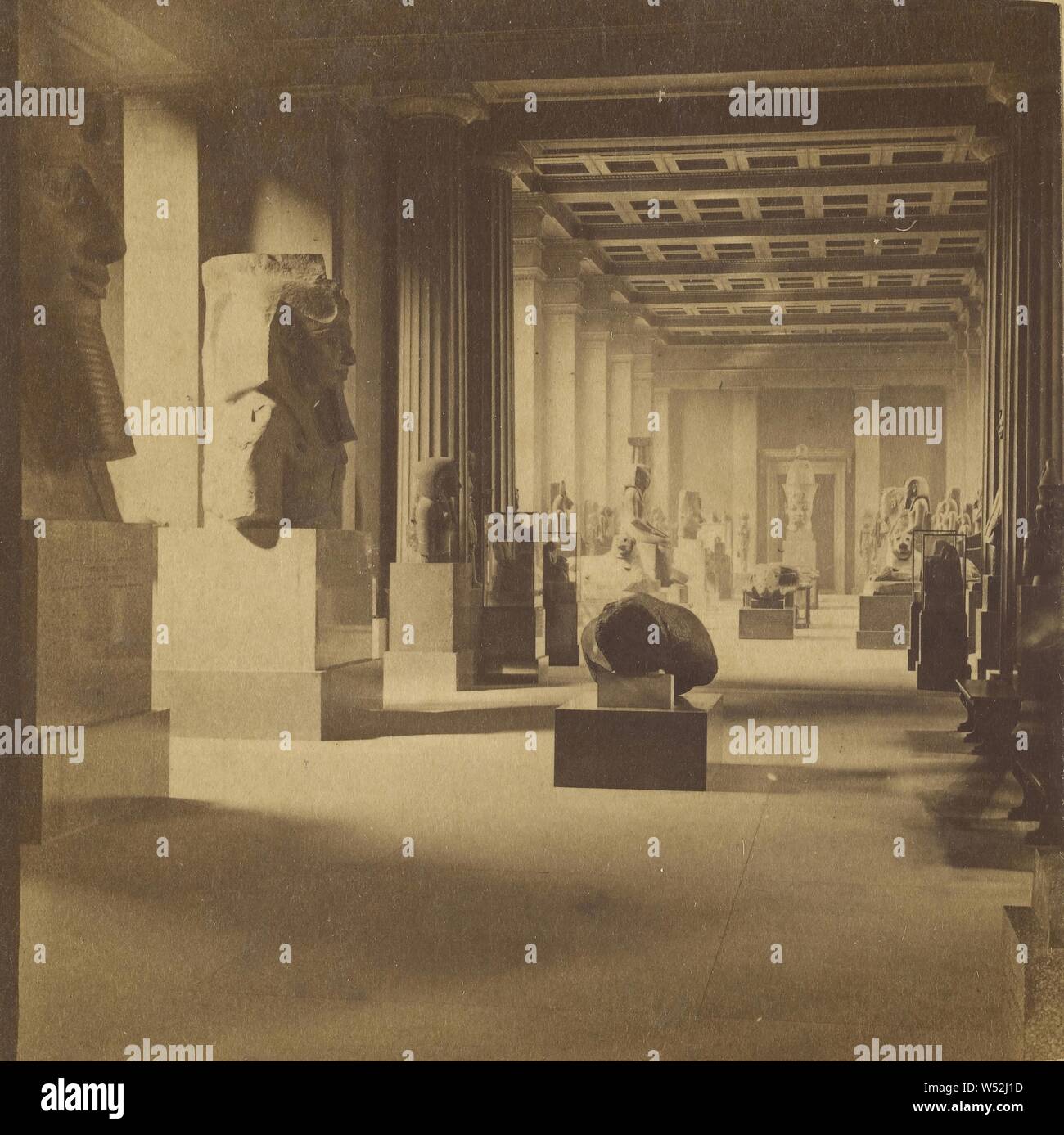 Interior of a museum with Egyptian artifacts, Unknown, about 1870, Albumen silver print Stock Photo