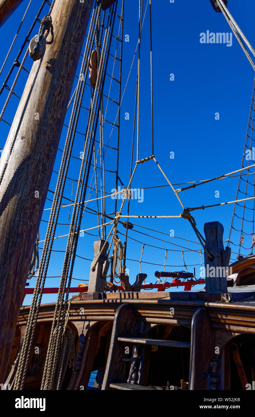 Sailing Ship Detail Duyfken Replica Perth Stock Photo