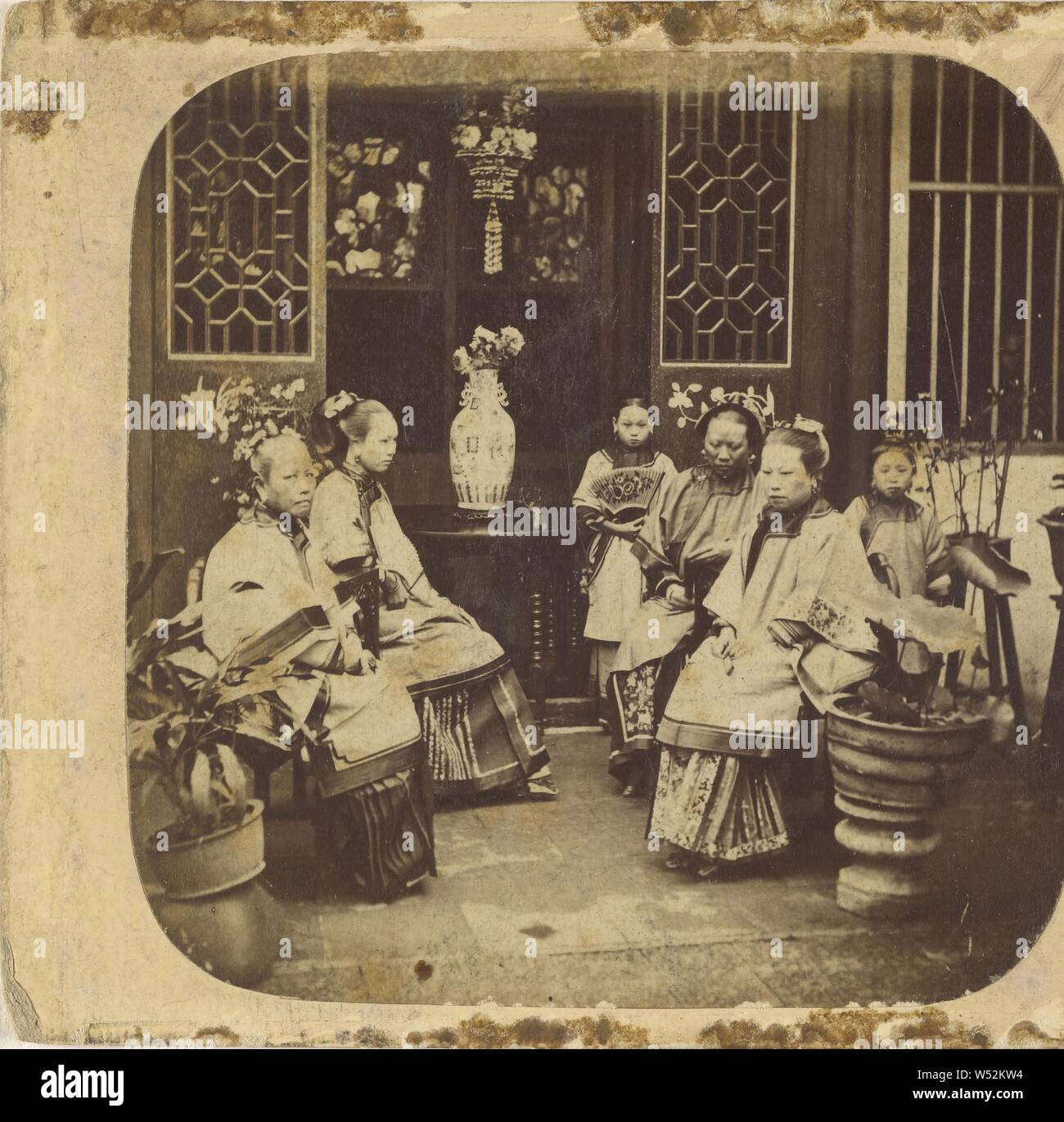 Canton. Group of Chinese Ladies of Rank Dressed in Evening Costume., Pierre Joseph Rossier (Swiss, 1829 - about 1883), Negretti & Zambra (British, active 1850 - 1899), 1858–1859, Albumen silver print Stock Photo