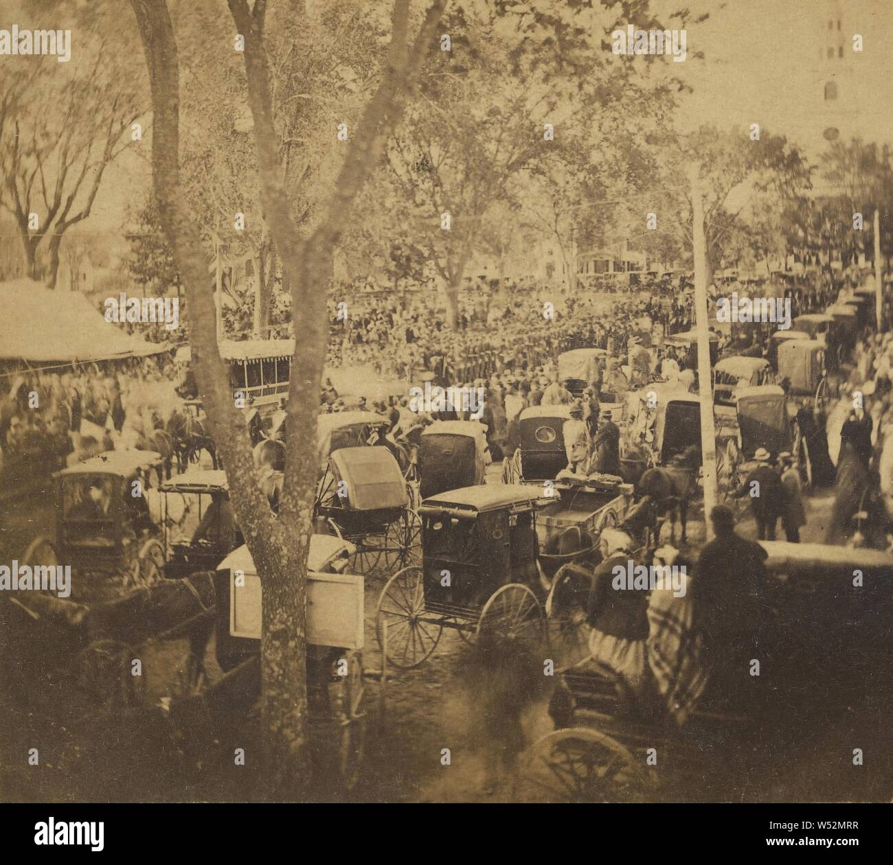 Soldiers Monument at Stoneham, Massachusetts/ Main street of town with